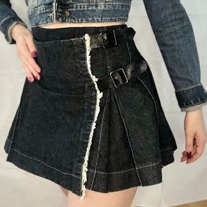 Vintage Burberry Denim Tennis Pleated Skirt